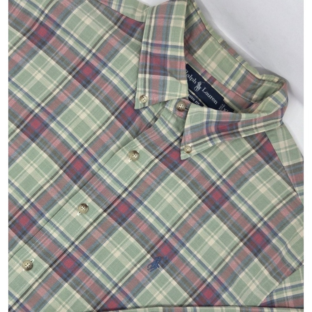 VINTAGE Polo Ralph Lauren Shirt Button Down Men XL Plaid Long Sleeve Classic Fit